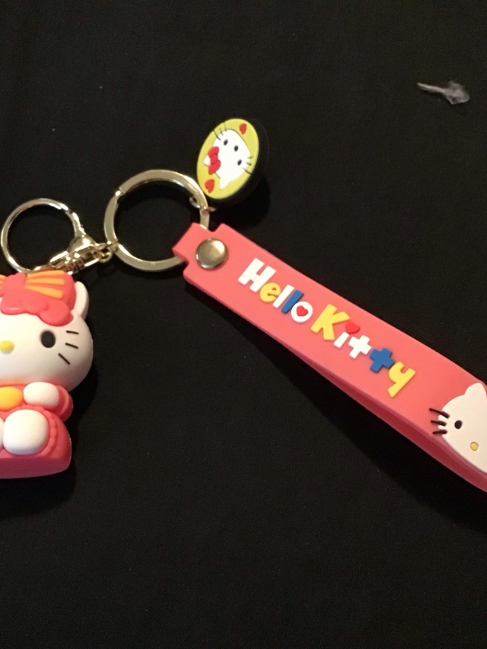 Hello Kitty Pink Silicone Keychain Charm with Character Tag